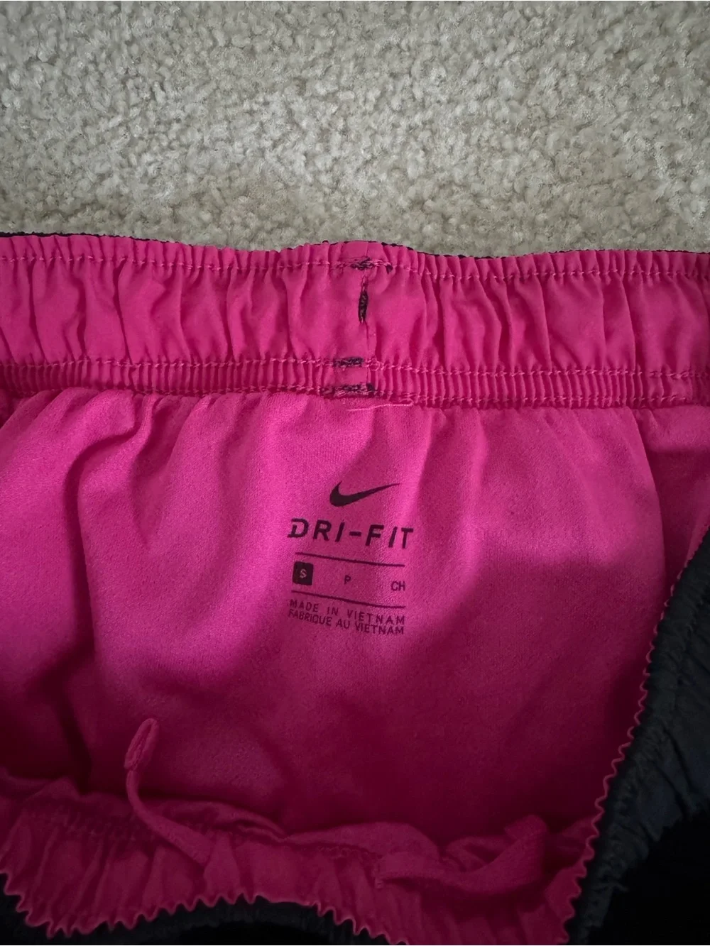 Nike Women's Black Athletic Shorts with Pink Trim